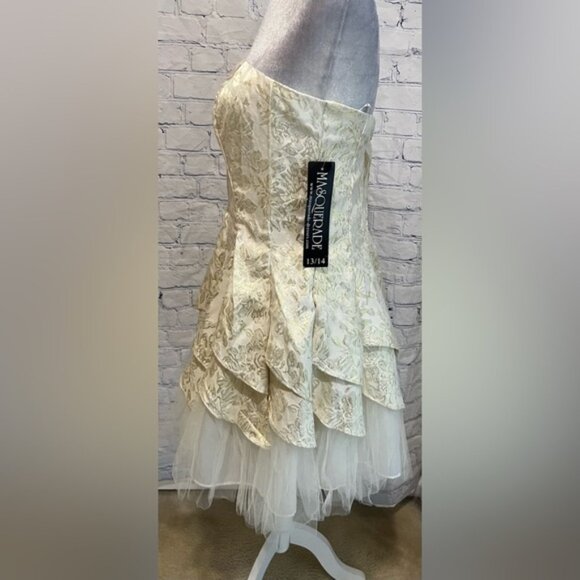 NWT Masquerade gold homecoming prom dress With Tulle Size 13/14 - Picture 4 of 9